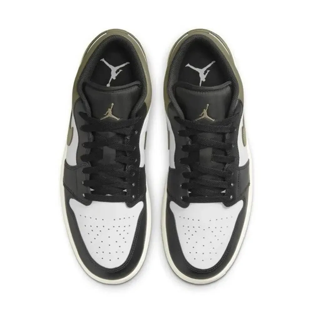 NEW Nike Air Jordan 1 Low Black Toe Medium Olive 553558-092 Men's Size Multi